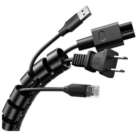 KZQ Cubierta de cable de 22 mm de diámetro y 2 m de largo. Conducto eléctrico para TV/ordenador/audio en casa y en la oficina. Para la gestión de cables o su ocultación. Corte DIY en negro.