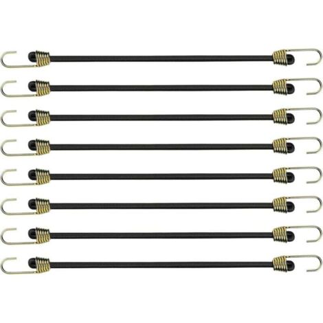 KZQ cuerdas elásticas de 24 cm con ganchos, pequeñas cuerdas elásticas universales de goma, correas de tensión resistentes para transportar equipaje de camping, lonas y tiendas de campaña.