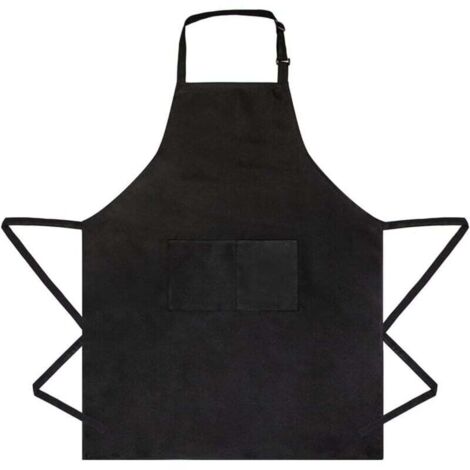 KZQ Delantal de cocina impermeable con bolsillos para hombre y mujer, ideal para cocinar, jardinería, restaurantes, barbacoas y cafeterías, color negro.