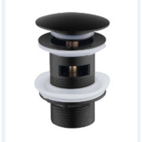 KZQ Desagüe de bañera independiente negro, desagüe emergente para bañera independiente, kit de desagüe para bañera independiente con tapón roscado estándar, cobre inoxidable, negro mate
