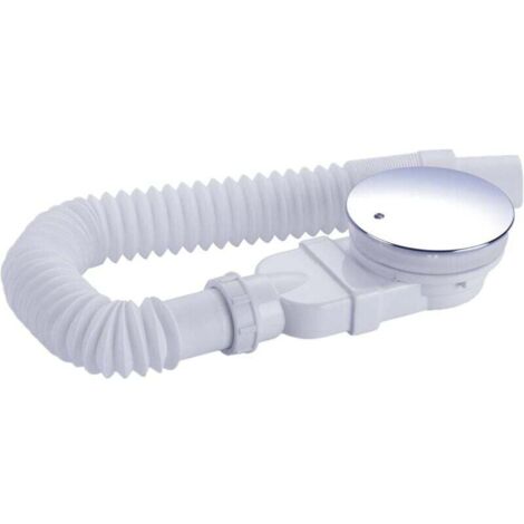 KZQ Desagüe de ducha de 90 mm, extraplano, orificio de desagüe para plato de ducha, sifón con sistema antiolor, filtro de pelo, manguera flexible, tapa cromada