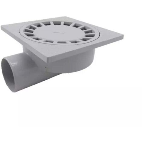 KZQ Desagüe de suelo para baño, ducha, plástico PVC blanco, 200 mm x 200 mm, salida de 75 mm