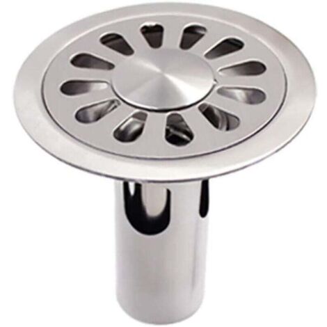 KZQ Desagüe de suelo redondo de acero inoxidable cepillado para baño, inodoro, cocina, lavandería y jardín (100 x 100 mm)