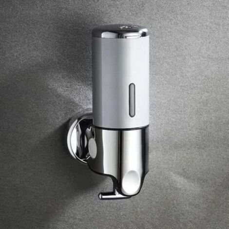KZQ Dispensador de jabón en espuma para baño, soporte para la limpieza de manos, dispensador de jabón de pared, dispensador de champú para ducha (plateado, 24,5 × 10 × 8,3 cm)