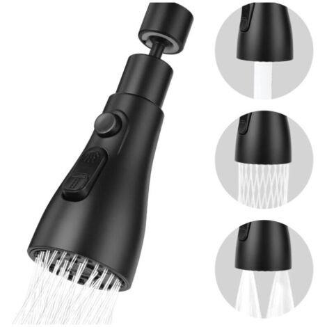 KZQ Douchette Evier Cuisine Robinet 360 gradi, 3 modalità Embout Robinet Cuisine, Mitigeur Evier Cuisine Tete de Robinet Rotative, Adaptateur Robinet Universal Orientable,noir