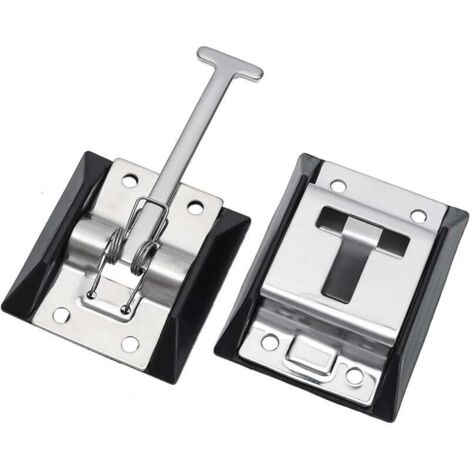 KZQ El Señor de las Herramientas, 1 par de cerraduras de puerta estilo T, montaje de puerta de acero inoxidable 304 con soporte para remolque RV