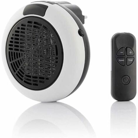 KZQ Elektrischer Wandheizlüfter – Wandsteckdosenheizung mit Thermostat und Timer – Steckerheizung mit Fernbedienung, Wohnzimmer, Schlafzimmer, Büro – Keramik – 600 W – Weiß