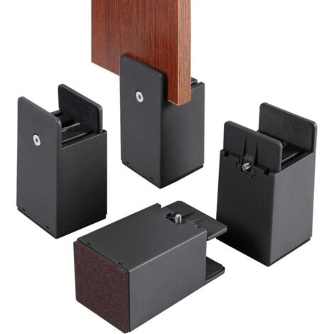 KZQ - Elevadores de cama y muebles ajustables con abrazadera de tornillo, paquete de 4 (10 cm), resistentes, para sofá, mesa y silla (negro)