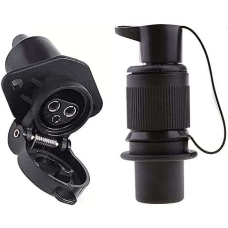 KZQ Enchufe y toma de remolque de 3 pines, 12 V, impermeable, hembra/macho, enchufe de remolque de 3 pines para barra de remolque, apto para remolque/casa rodante/coche, 2 puntos de montaje