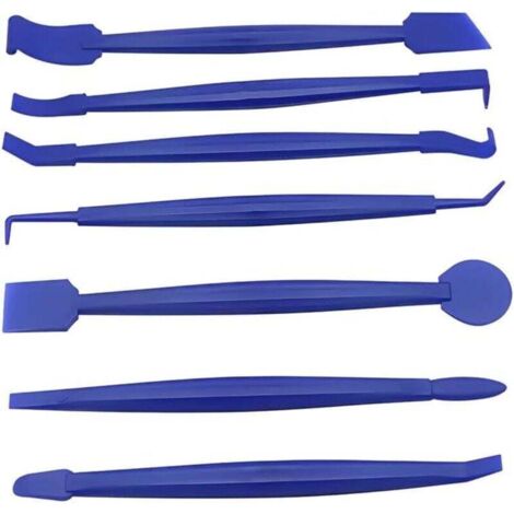 KZQ Escobilla de goma flexible con ranura curva, 7 herramientas para envolver, escobilla de goma para bordes de película de coche, escobilla antiarañazos para envolver coches (azul)