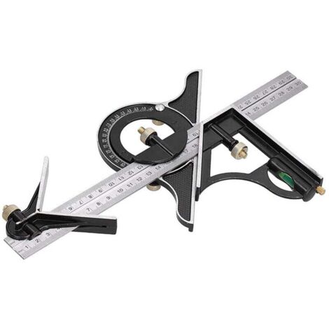 KZQ Escuadra de carpintero de 300 mm, regla angular de acero inoxidable, con nivel de burbuja y regla práctica, ideal para trabajos de carpintería, 30,5 cm x 11,5 cm x 1,5 cm