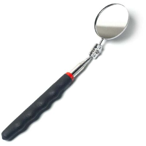 KZQ Espejos telescópicos, espejos de inspección ajustables, espejo de inspección giratorio de 360 grados, telescópicos hasta 72 cm, mango antideslizante negro, para reparación de automóviles.