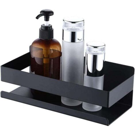 KZQ Estante de baño, cesta de ducha colgante, acero inoxidable, organizador de cocina de pared, para utensilios, color negro, 23 x 10 x 9 cm