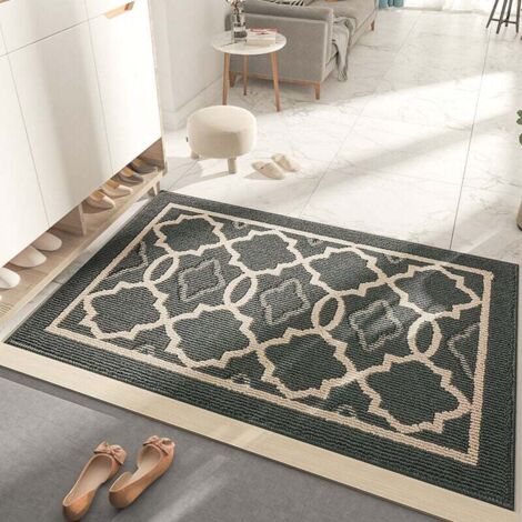 KZQ Felpudo antideslizante, felpudo para interior y exterior Felpudo absorbente y duradero, lavable a máquina, resistente al polvo, 60 x 90 cm, gris