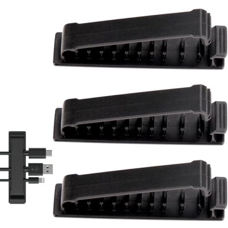 KZQ Fermacavi, Organizer da Scrivania, Set di 3 Fermacavi con Clip Autoadesive per Organizzare i Cavi, Gestione dei Cavi, Organizzatore per Cavi, per Cuffie/USB/Mouse/Caricabatterie/Cavo PC (Nero)