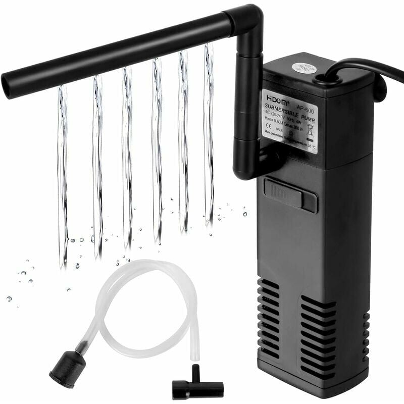 KZQ - Filtre Aquarium à Débit d'Eau 4 w 600L/H Filtre Interne pour Aquarium 60L Filtre Pompe Aquarium avec éponges Filtrantes pour Poisson