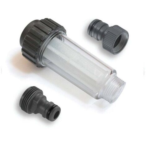 KZQ Filtro de agua con conexiones enchufables para hidrolimpiadoras, bombas de jardín, riego de jardín, autocaravanas Conexión de 3/4 de pulgada compatible con Kärcher