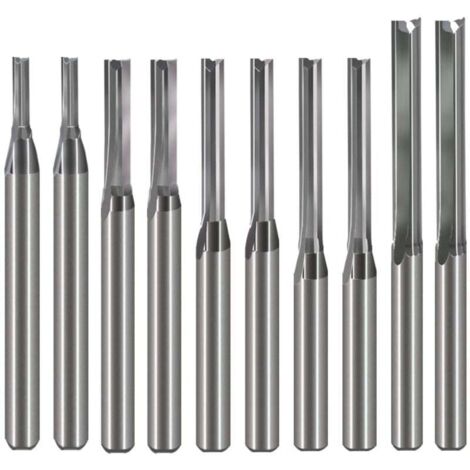 KZQ - Fresas de extremo recto de 1/8 de pulgada (CED: 1,0 mm, 1,5 mm, 2,0 mm, 2,5 mm, 3,175 mm), 2 flautas, doble flauta, corte CNC de acero de tungsteno para madera, MDF y acrílico.
