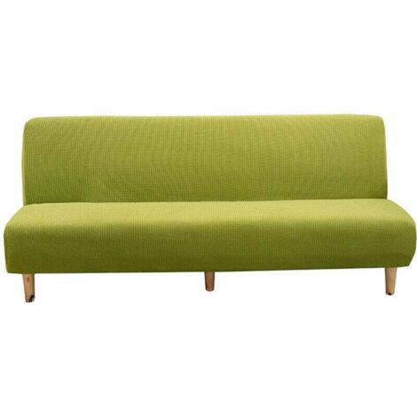 KZQ Funda de sofá de 3 plazas sin brazos, color liso, gruesa, impermeable, elástica, para sofás plegables y sofás cama. (Verde)