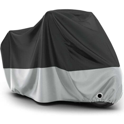 KZQ Funda impermeable para motocicleta, de tela Oxford, resistente al polvo, a la lluvia, a la nieve, a los rayos UV, al viento y a los excrementos de pájaros, 245 x 105 x 125 cm, color negro y pl