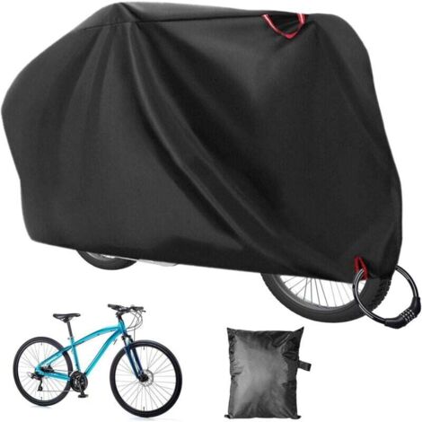 KZQ - Funda para bicicleta de exterior (1 pieza), color negro grueso, con orificio para candado y bolsa de almacenamiento, 200 x 110 x 70 cm, para bicicletas de montaña y carretera