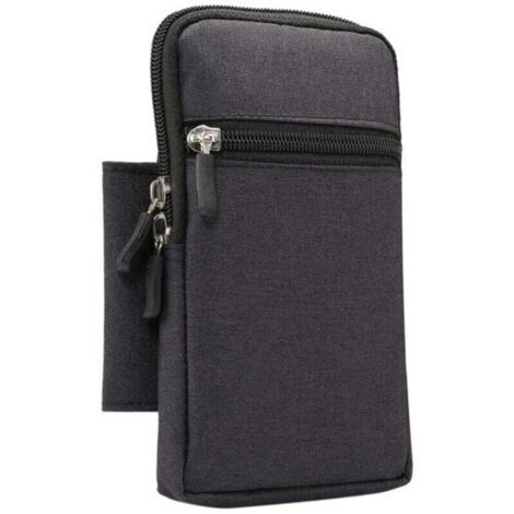 KZQ Funda para cinturón de teléfono celular, riñonera pequeña para hombre, funda vertical con clip para cinturón, funda universal para smartphone de 6.3", con mosquetón y portabolígrafo