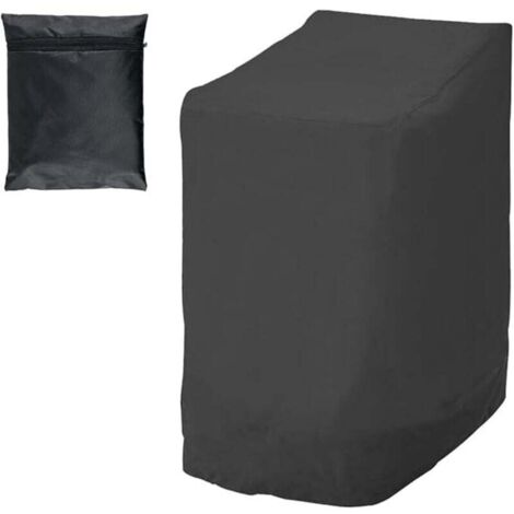 KZQ Funda para silla de jardín apilable para 6 sillas, impermeable, anti-UV, para exterior, en tejido Oxford 210D, 114 x 85 x 65 cm, color negro