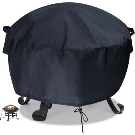 KZQ Funda protectora para jardín, terraza, brasero, de tela Oxford 210D, impermeable y resistente al desgarro, redonda, negra, 85 x 40 cm