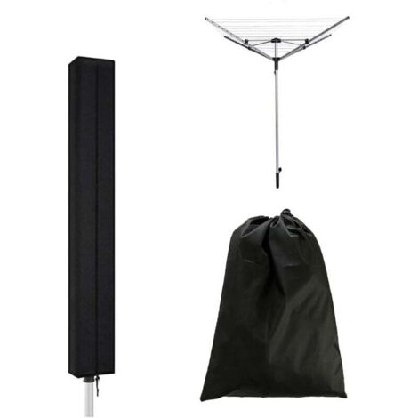 KZQ Funda protectora para secadora de ropa rotativa (160 x 15 x 15 cm), impermeable, Oxford, con cremallera y cordón (negro).