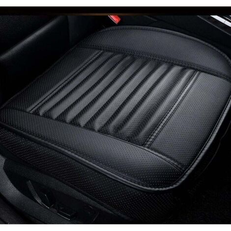 KZQ Fundas para asientos de coche, cómodas y transpirables, con cojín inferior antideslizante de piel sintética, color negro.