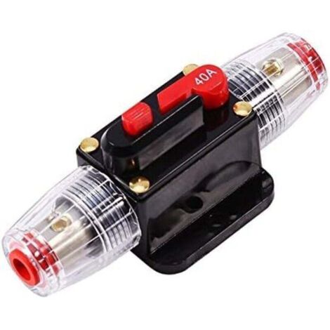 KZQ Fusible de reinicio para disyuntor de audio de coche de 40 A, para protección del sistema de audio de coche, barco o barco (negro)
