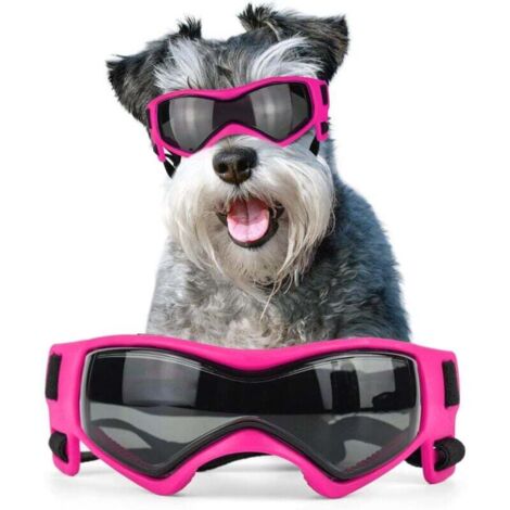 KZQ Gafas de sol para perros de raza mediana, con protección UV, para perros pequeños y medianos, resistentes al viento, antivaho y antinieve, fáciles de usar y ajustables (rosa)