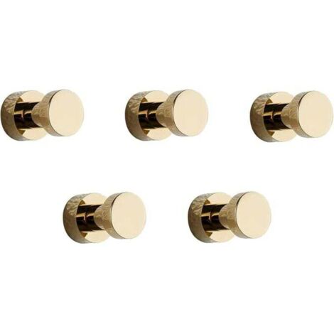KZQ Gancho de pared para toallas, ideal para baño, cocina, puerta, armario y clóset, paquete de 5, latón (dorado)