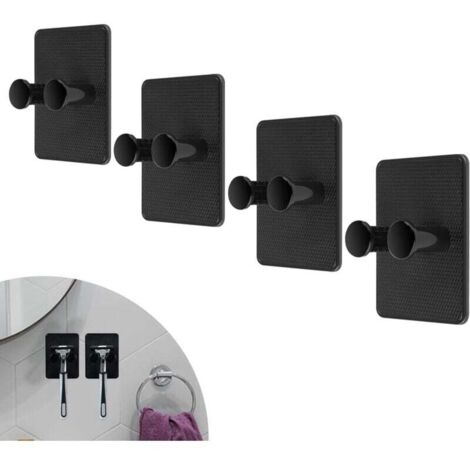 KZQ Gancho para maquinilla de afeitar, 4 piezas, ajustable, sin perforaciones, impermeable, multifuncional, adhesivo, para baño, inodoro y cocina.