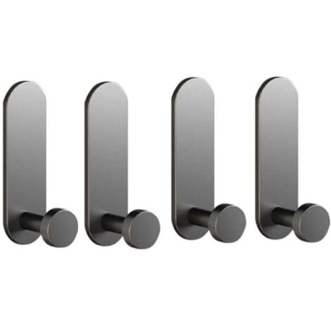 KZQ Ganchos adhesivos de acero inoxidable para baño, ducha, pared de ducha, resistentes al agua, para toallas, batas, toallitas y abrigos (4 unidades), color gris