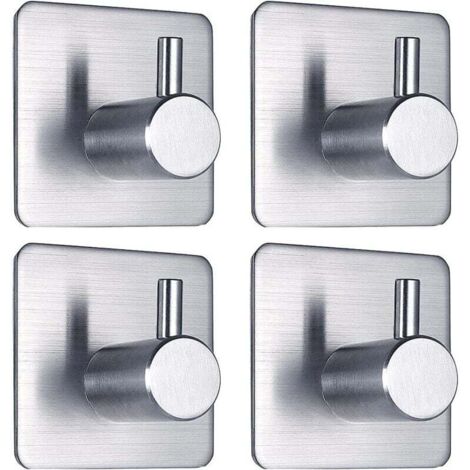 KZQ Ganchos adhesivos para toallas (4 unidades), ganchos de pared, toallero, ganchos impermeables de acero inoxidable, sin taladros, para colgar abrigos, sombreros y toallas, para baño, cocina, pu