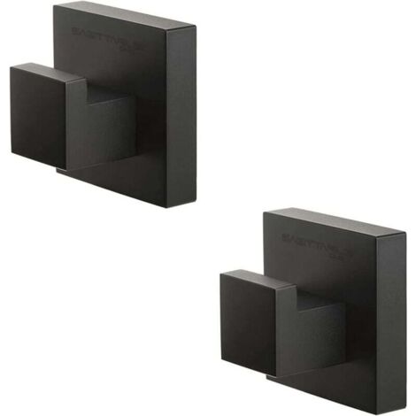 KZQ Ganchos negros para toallas (paquete de 2) Ganchos adhesivos de pared negros Ganchos para baño y cocina Ganchos para baño Ganchos para toallas de cocina Ganchos adhesivos