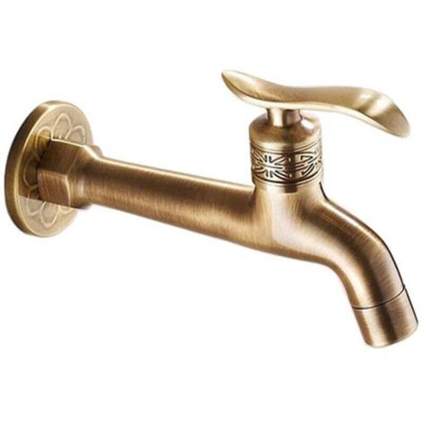 KZQ Grifo Bibcock de jardín largo usado Grifo de grúa Acabado de latón Grifo de pared para lavadora de baño