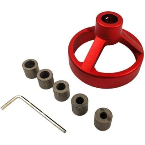 KZQ Guía de taladro vertical roja, accesorios de 6/7/8/9/10 mm, posicionador de orificios de bolsillo, guía de ángulo recto, plantilla de espiga para perforadora de carpintería (redonda)