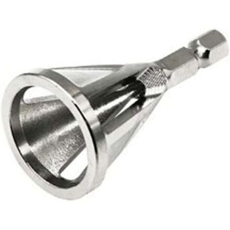 KZQ Herramienta de desbarbado y biselado, herramienta de desbarbado, herramienta de desbarbado duro y rápido, broca de biselado externo, herramienta de reparación hexagonal plateada (2 piezas)