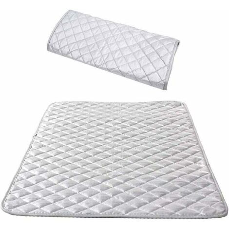 KZQ Insulated Ironing Board Cover, Cotton Steam Ironing Mat, Portable Tabletop Ironing Mat for Washing Machine, Dryer, Travel, Home, Silver, 48 x 85 cm (1 pc)