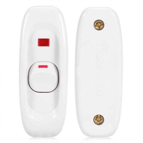 KZQ Interruptor de luz compacto de plástico blanco con cable incorporado, interruptor de luz basculante, interruptor de alimentación CA 250 V 10 A, interruptor de cable unipolar, luz indicadora