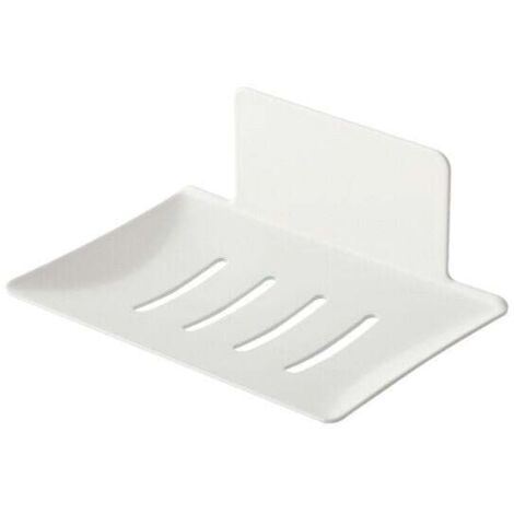 KZQ Jabonera de pared de acero al carbono, adhesiva, para cocina y baño, ideal para guardar esponjas, cepillos y jabones (blanco)