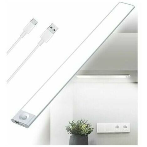 KZQ Jalleria LED Cuisine Sous Meuble Rechargeable USB, 2500mAh 40cm Dimmable Lampe Placard Detecteur de Mouvement Barre LED Sans Fil Rechargeable Lumiere Capteur PIR a Pile pour Escalier Interieur