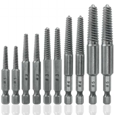 KZQ Juego de 10 brocas extractoras de tornillos, vástago hexagonal de 1/4 de pulgada, extractor de tornillos dañados, herramienta de extracción de tornillos pelados para quitar tornillos rotos y St