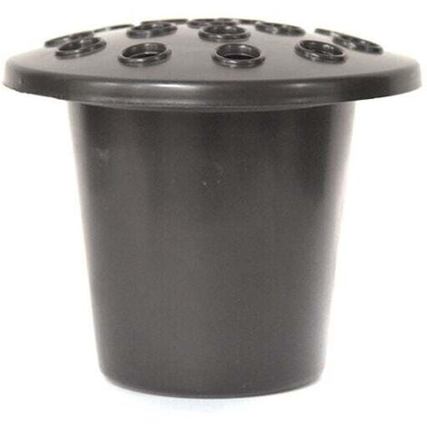 KZQ Juego de 2 jarrones funerarios con tapas de plástico: decoración ideal para tumbas con flores frescas o artificiales - tapa negra
