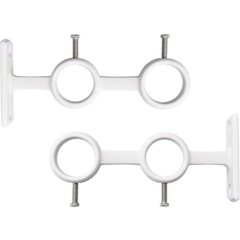 KZQ - Juego de 2 soportes ajustables para barra de cortina, soportes dobles resistentes para barras de cortina circulares (blanco)