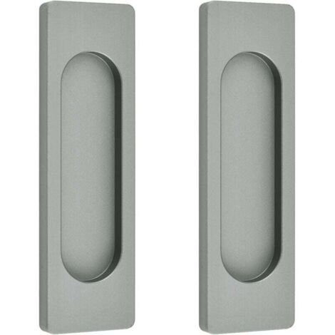 KZQ - Juego de 2 tiradores rectangulares para puerta corrediza, autoadhesivos, de aleación de aluminio, sin perforaciones, para puertas de granero, ventanas y armarios (gris mate, 100 mm)