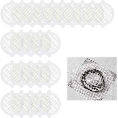 KZQ - Juego de 25 atrapapelos desechables para ducha, filtros de desagüe adhesivos antipelo desechables, pegatinas desechables para desagüe de ducha, rejilla para desagüe de bañera, 11 cm