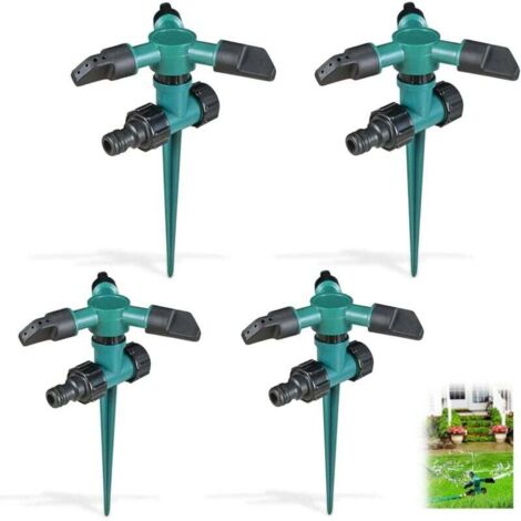 KZQ Juego de 4 aspersores de césped giratorios de 360° para sistemas de riego de jardines y pastoreo